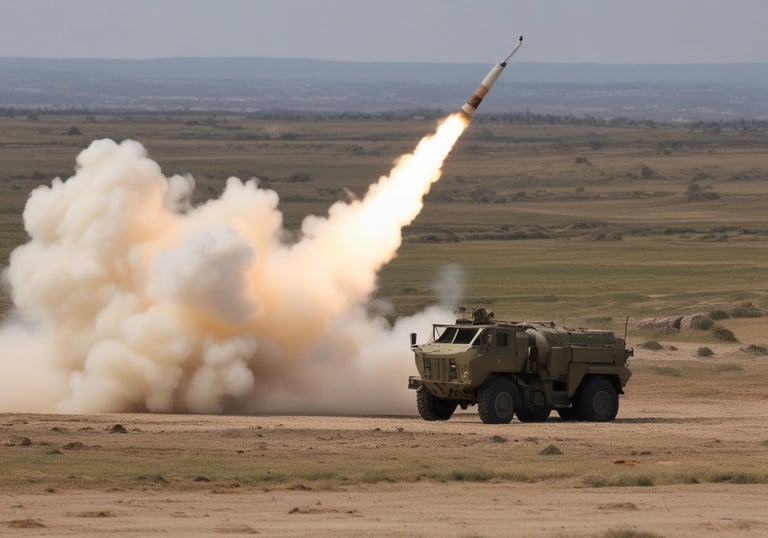 A sleek, high-tech military tank with digital HUD overlays symbolizing AI-powered marketing.