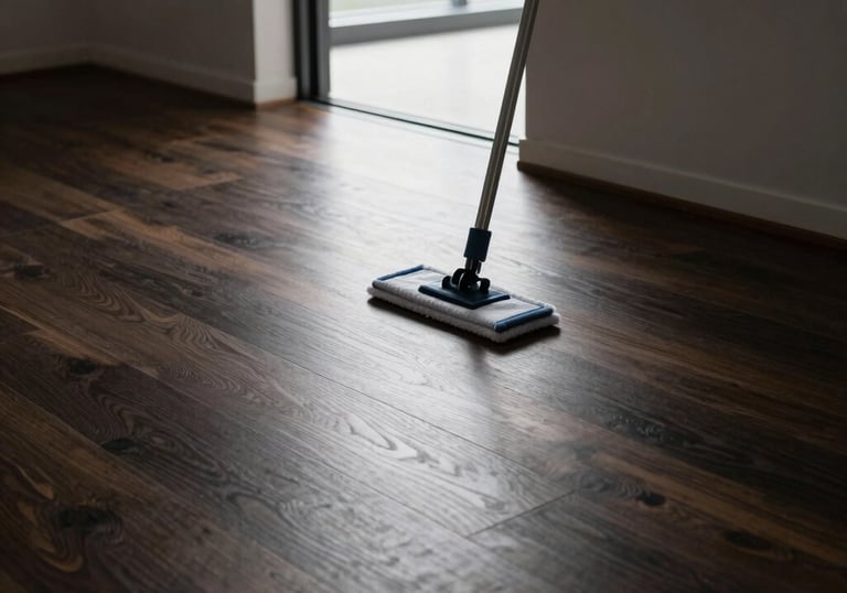 Friendly house cleaner vacuuming the living room rug for a regular client in Tecumseh.