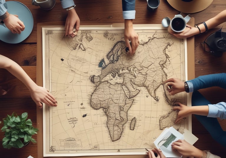 a man riding a skateboard down a street next to tall buildings