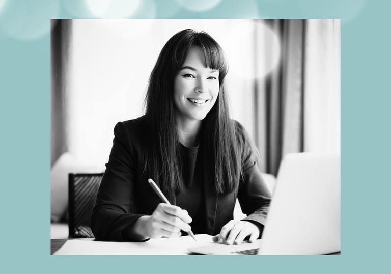 designed and decorated photo of a smiling S. Gee at work.