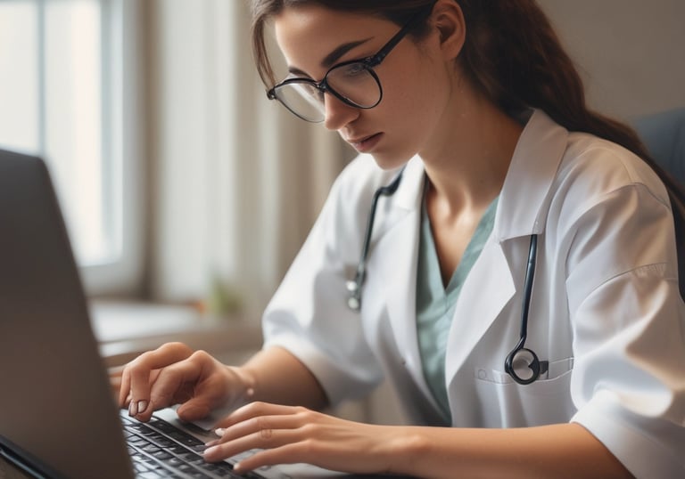A stopwatch next to a medical chart representing speedy transcription services.