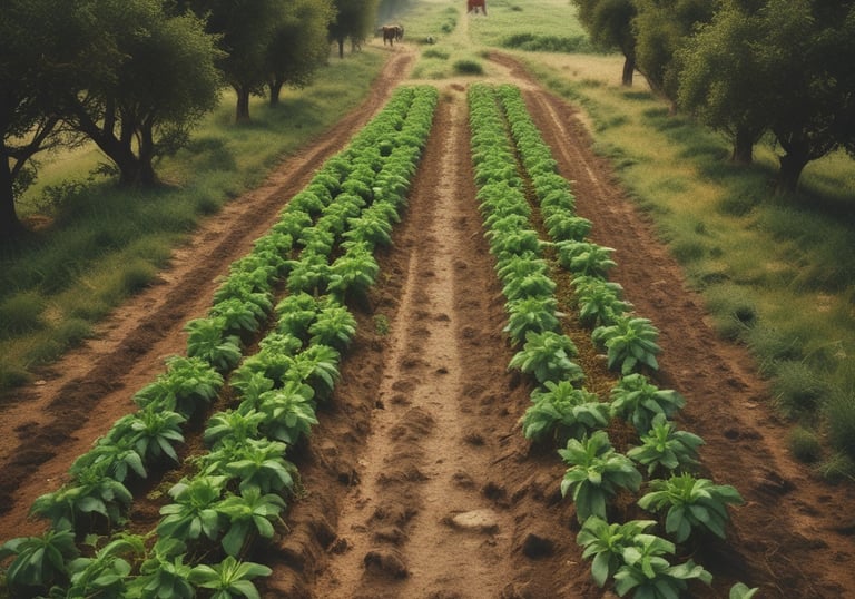 Community members planting native species together during a farm event.