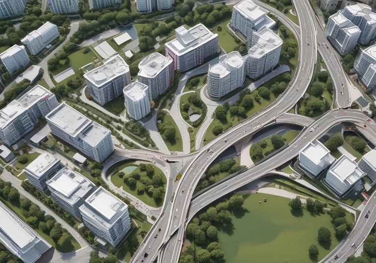 A sleek exterior shot of Pinery Residences showcasing its six elegant blocks under a clear sky.