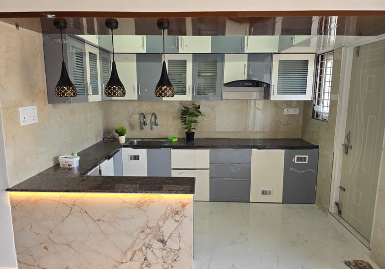 Upvc Kitchen with breakfast counter