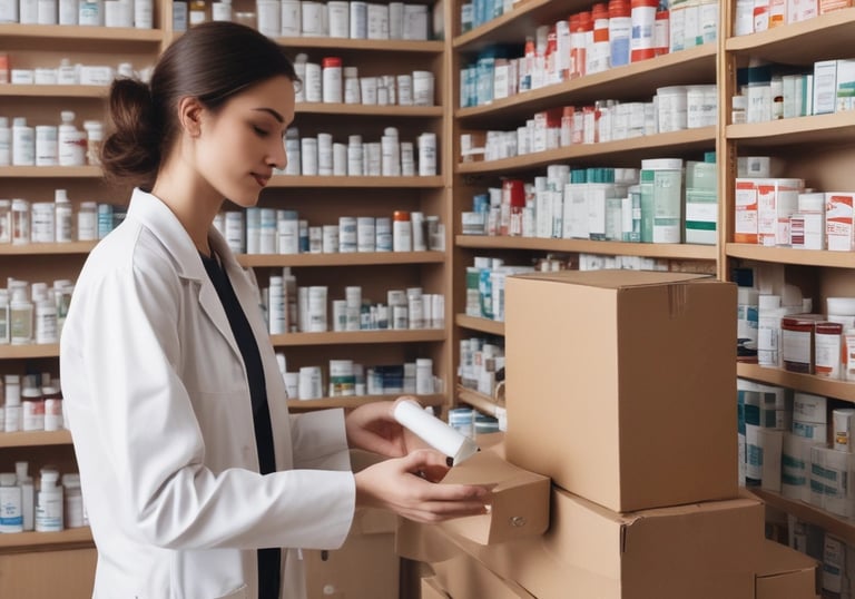 Medical courier loading clinical supplies into a delivery van at a hospital.
