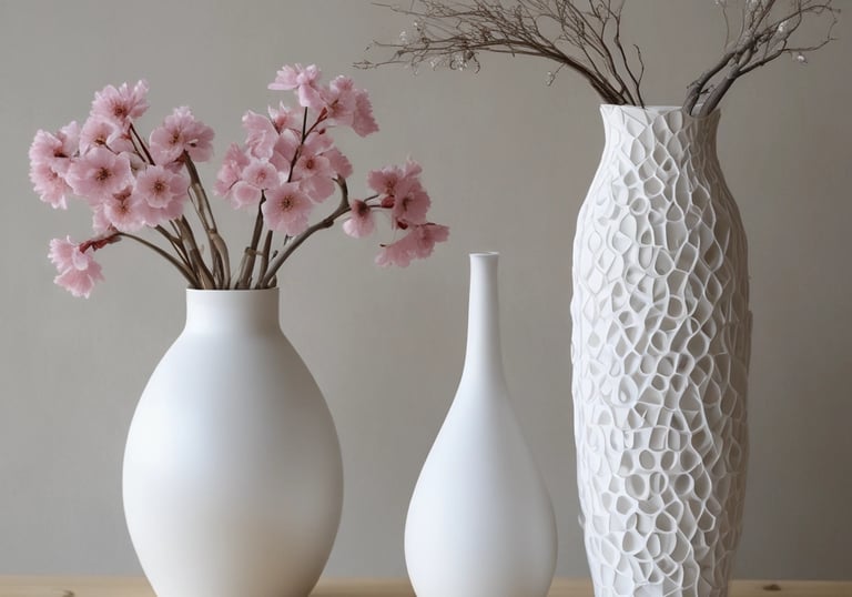 Detailed shot of a 3D printed tech decoration under dark mode neon lighting.