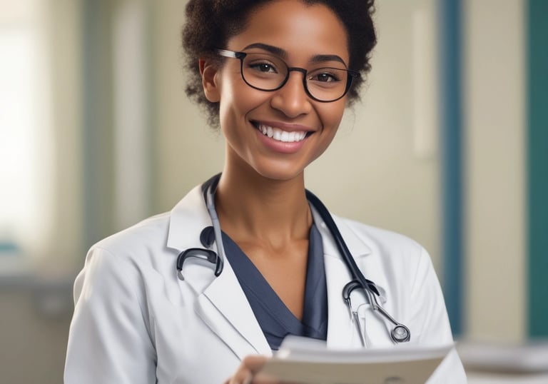 A group of doctors and nurses collaborating during a shift handover.