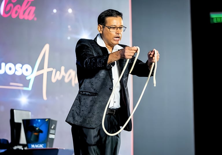 Performing magic show for corporate event