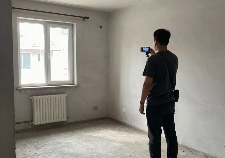 Close-up of a historic building facade undergoing careful restoration work.