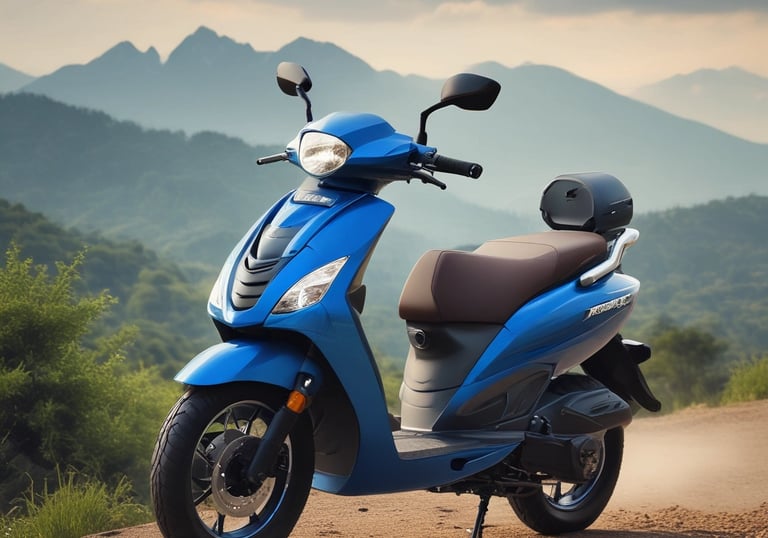 Close-up of adventure helmets and protective gear laid out on a wooden table with forest scenery.