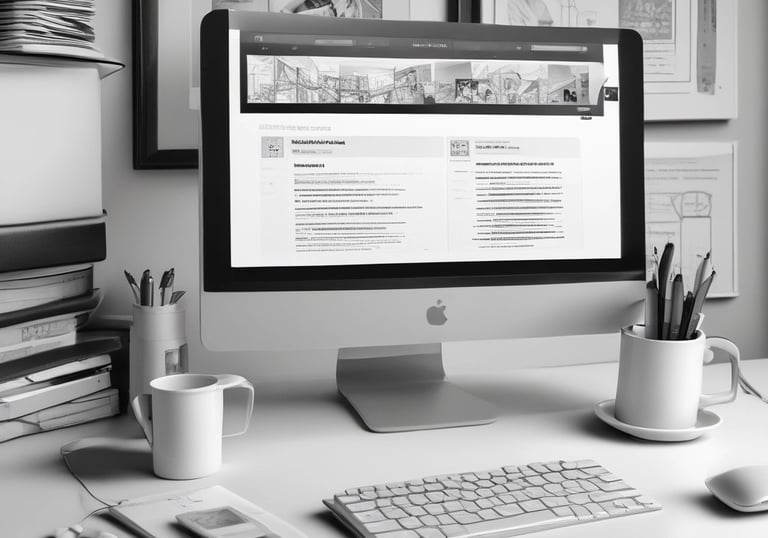 Close-up of a hand typing on a laptop keyboard with a clean, modern website on screen.