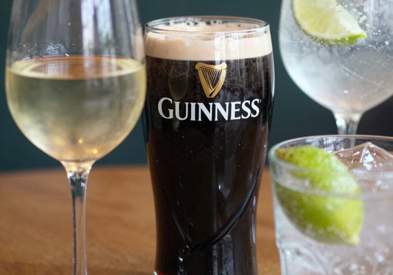 A cozy pub interior with warm lighting, wooden beams, and patrons enjoying their evening.
