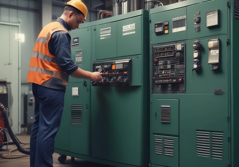 Control room with industrial automation panels and monitors.