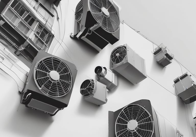 Close-up of a technician inspecting and servicing an air conditioning unit indoors.