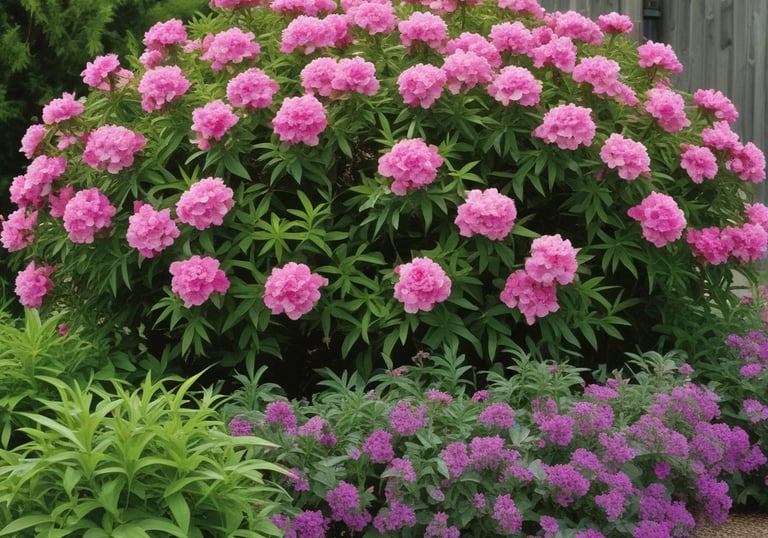 A selection of fruit and ornamental plants displayed neatly in a greenhouse.