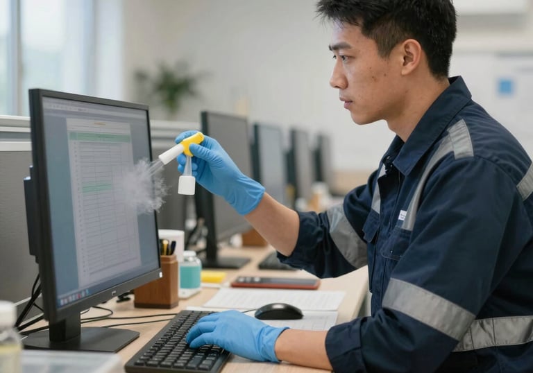 A professional giving a confident sales presentation in a modern office.
