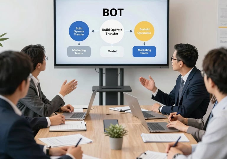 A team collaborating over digital marketing strategy on laptops and tablets.