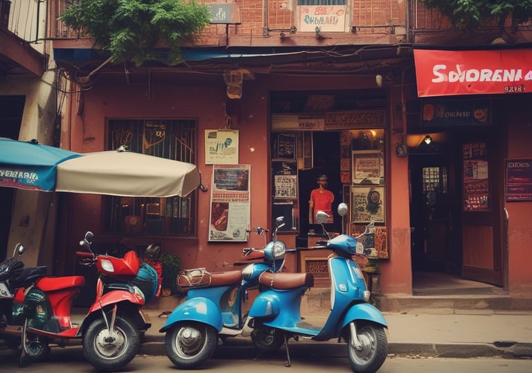 A happy traveler chatting on WhatsApp to book a scooter instantly.