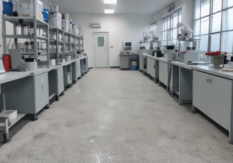 Wide shot of the Padma Plast factory floor showing machinery and workers in action.