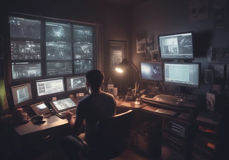 A sleek laptop displaying a vibrant personal brand logo on screen.