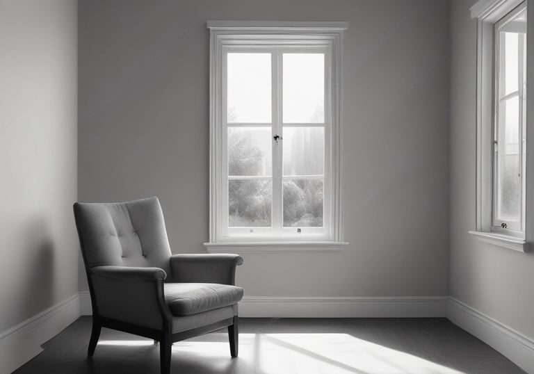 Softly lit close-up of a father’s hands resting on a worn book beside an unlit candle.
