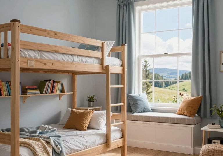 An inviting bedroom in a flat showcasing warm tones and thoughtful, genuine craftsmanship.