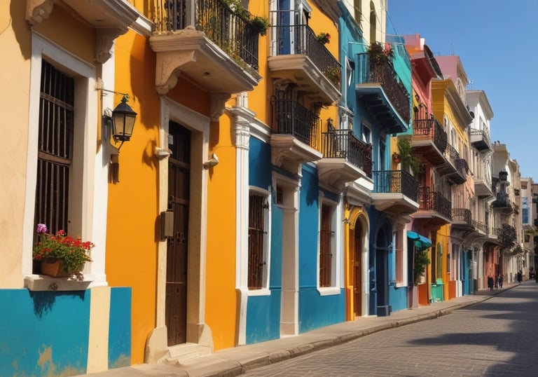 una de las calles de cartagena, con sus colores vibrantes