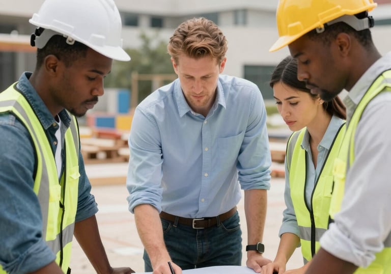 Engineers and advisors engaging in a technical project feasibility discussion.