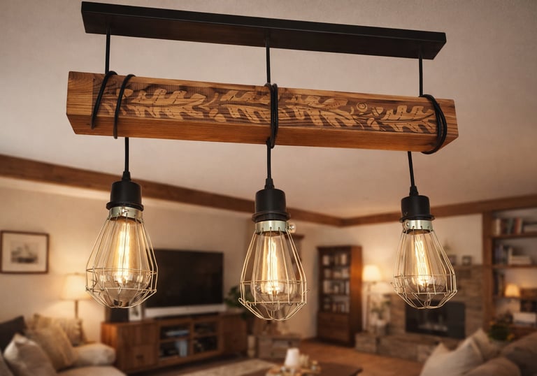 lampy loftowe , rustykalne ,grawerowane laserowo