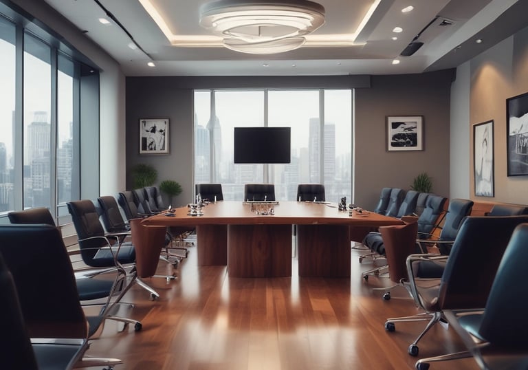 A confident consultant discussing strategy with a client in a modern office.