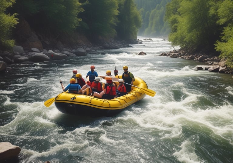 A safari vehicle navigating dense jungle terrain with curious wildlife nearby.