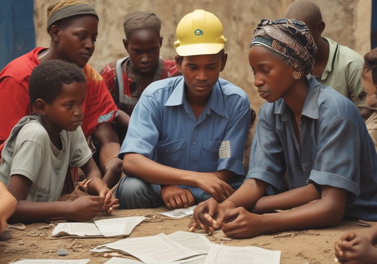 A workshop scene with diverse participants engaged in a training session outdoors.