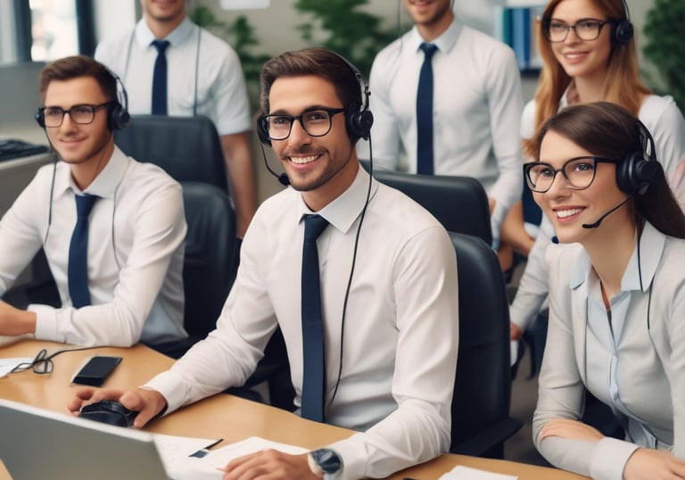 Customer service representative assisting a client over the phone.