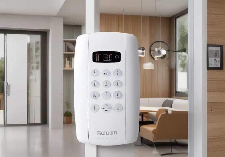 Technician installing a biometric access control panel at the entrance of a commercial building.