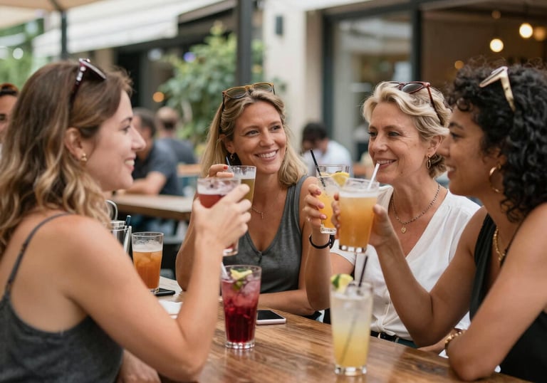 Close-up of hands joined in solidarity, adorned with colorful bracelets and rings.