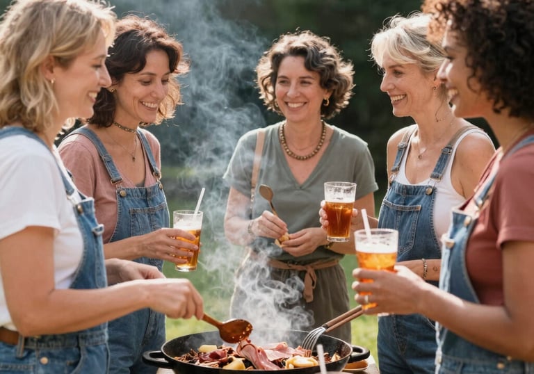 Close-up of hands joined in solidarity, adorned with colorful bracelets and rings.