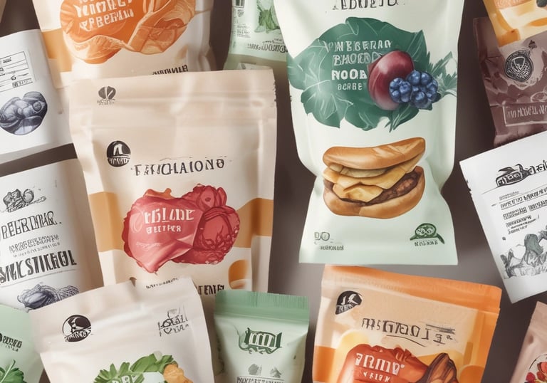 Industrial worker inspecting rolls of packaging film in a bright factory.