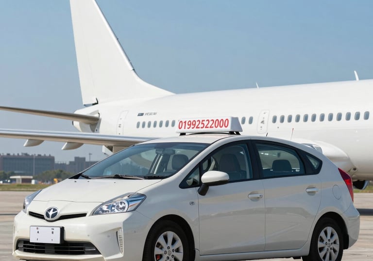 A taxi driver helping a passenger with bags beside a car at night.