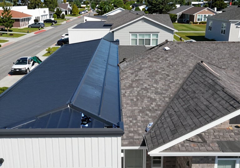 a man riding a skateboard down a street next to tall buildings