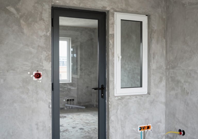 Technician fitting modern electrical wiring in a renovated kitchen.