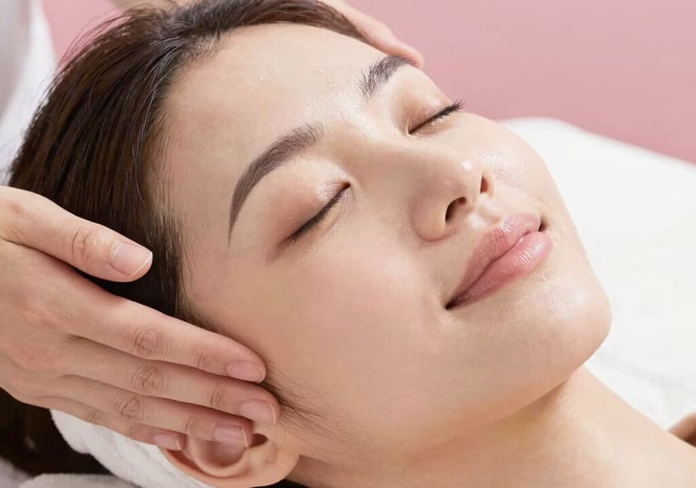 Femme recevant un soin du visage par une esthéticienne professionnelle - Glow By Tyfene