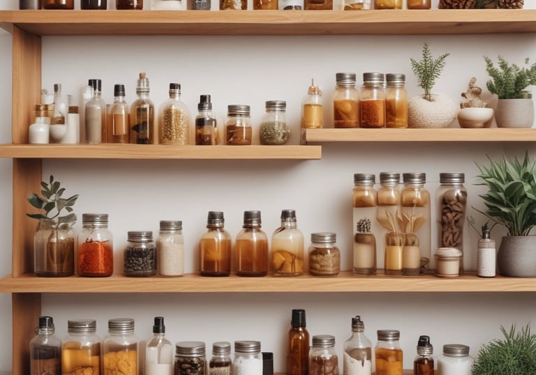 A warm, inviting photo of fresh Mexican herbs and natural products arranged on a rustic wooden table.