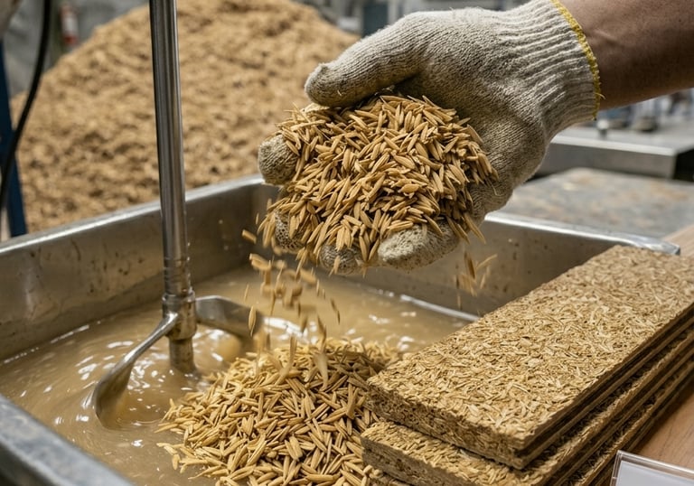Raw rice husk as an unburned agricultural material