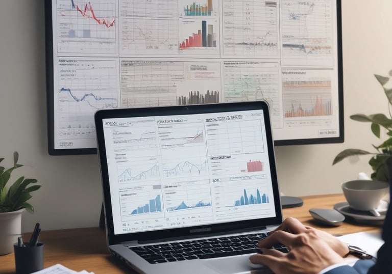 Close-up of hands holding a tablet displaying digital accounting tools.