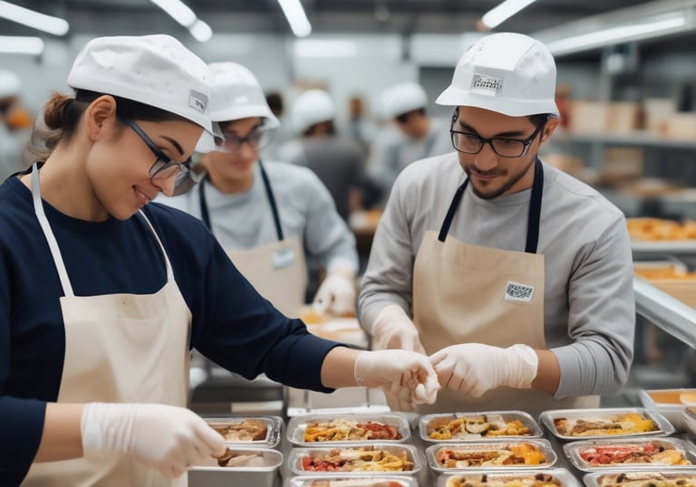 A team collaborating over digital strategy plans with purple and blue highlights.