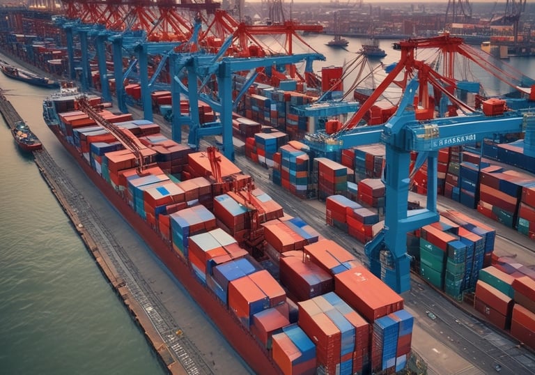 Close-up of a logistics coordinator reviewing shipment schedules on a tablet in a modern office.