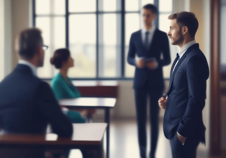 A professional consulting with a client over data privacy documents.