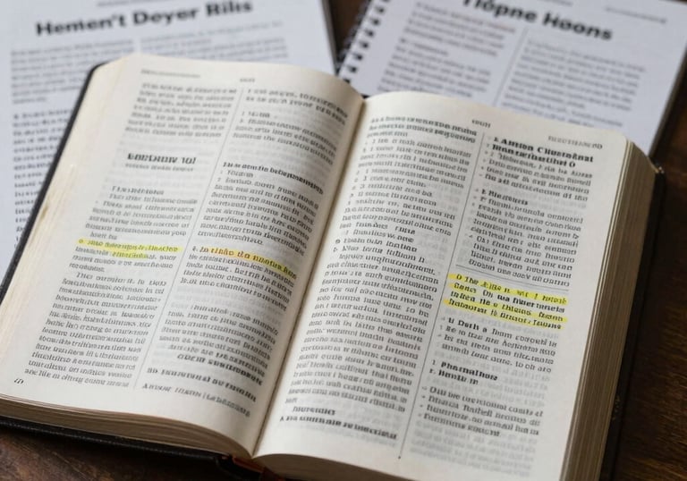 A group of diverse people studying the Bible together in a warm, inviting room.