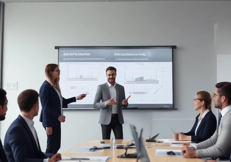 A professional workshop with engaged participants learning business leadership.