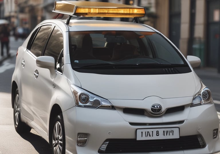 Friendly driver greeting a passenger beside a clean, modern vehicle in a leafy Epping Forest street.